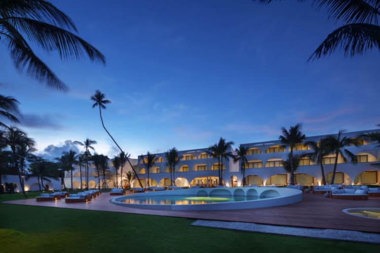 Hotel pool at night